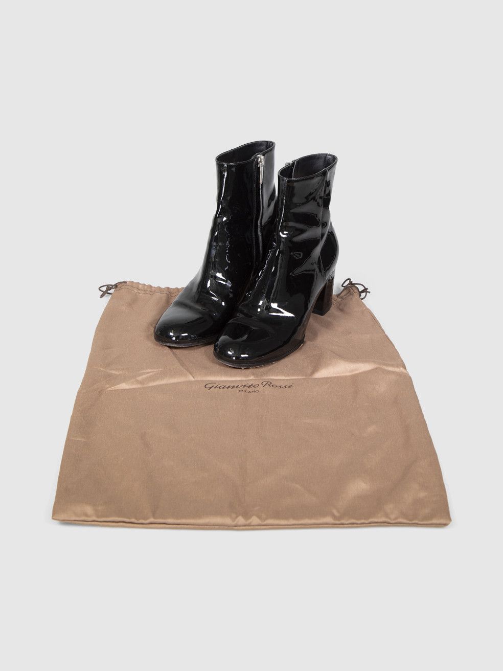 Gianvito Rossi Black Patent Leather Heeled Boots Size US 7 / IT 37 - 3 Thumbnail