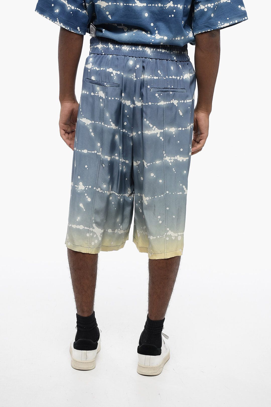Jil Sander Printed Viscose Shorts with Elastic Waist Size US 33 - 2 Thumbnail
