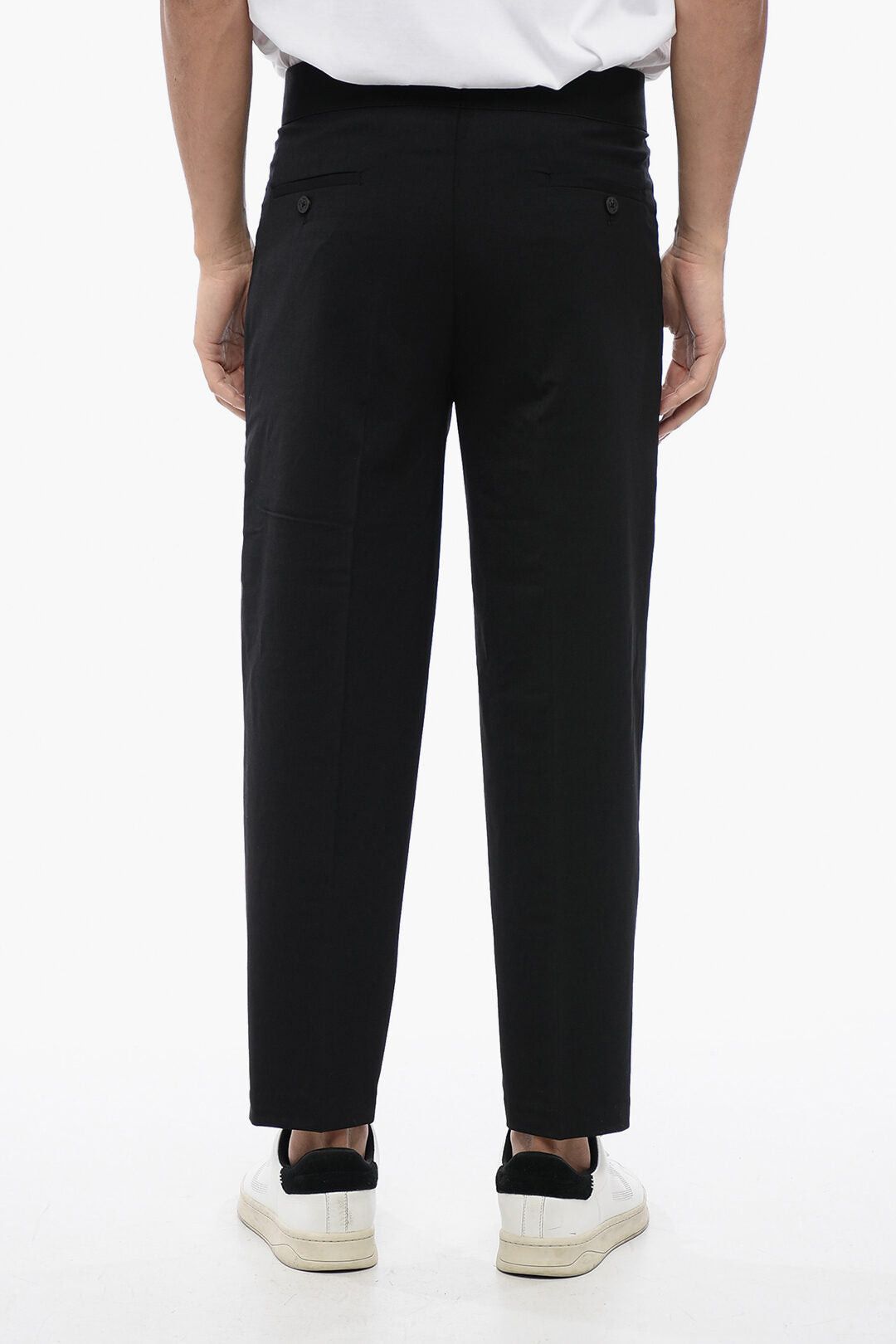 Neil Barrett Virgin-Wool-Blend Tapered-Fit Pants With Two Pleats Size US 30 / EU 46 - 2 Thumbnail