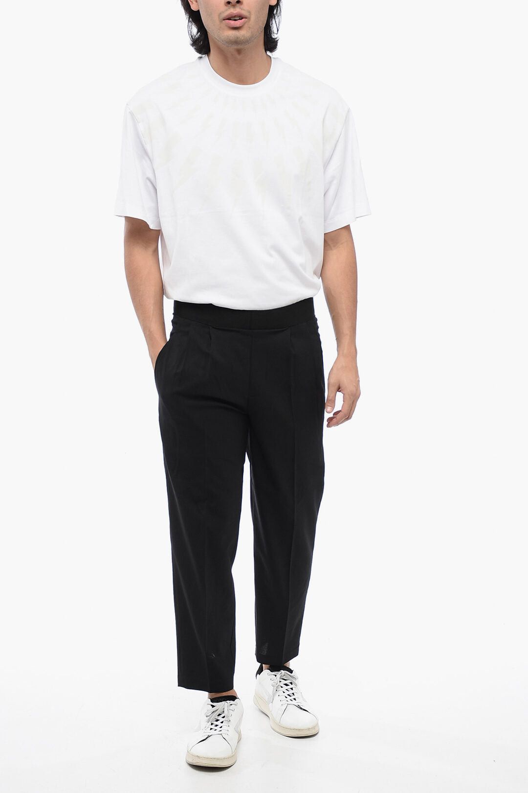 Neil Barrett Virgin-Wool-Blend Tapered-Fit Pants With Two Pleats Size US 30 / EU 46 - 4 Thumbnail