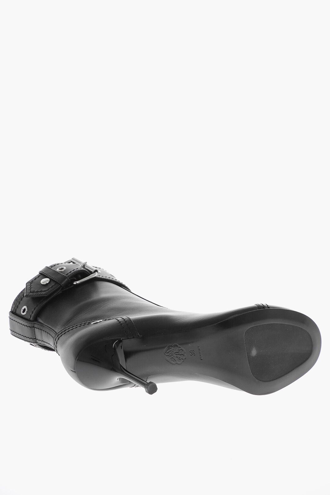 Alexander McQueen Leather Zip-Up Ankle Boots with Strap and 9cm Buckle Size US 8 / IT 38 - 5 Thumbnail