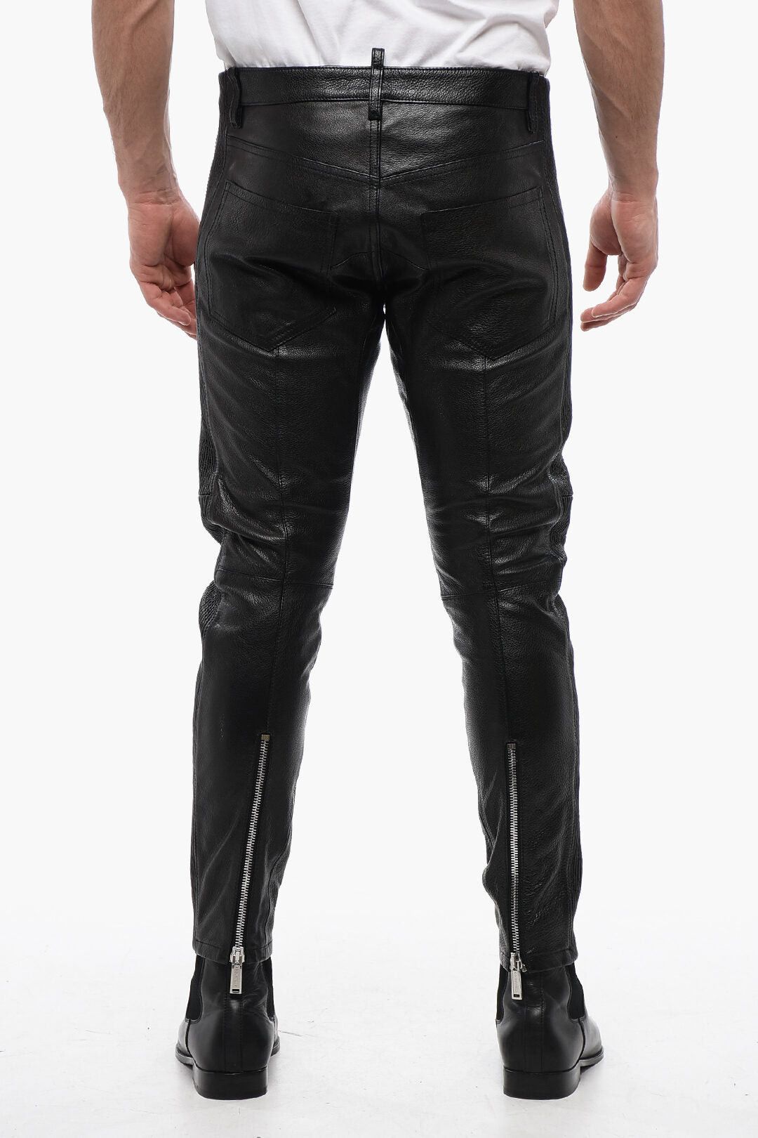 Dsquared2 Leather Biker Pants with Zip Detail Size US 33 - 6 Thumbnail