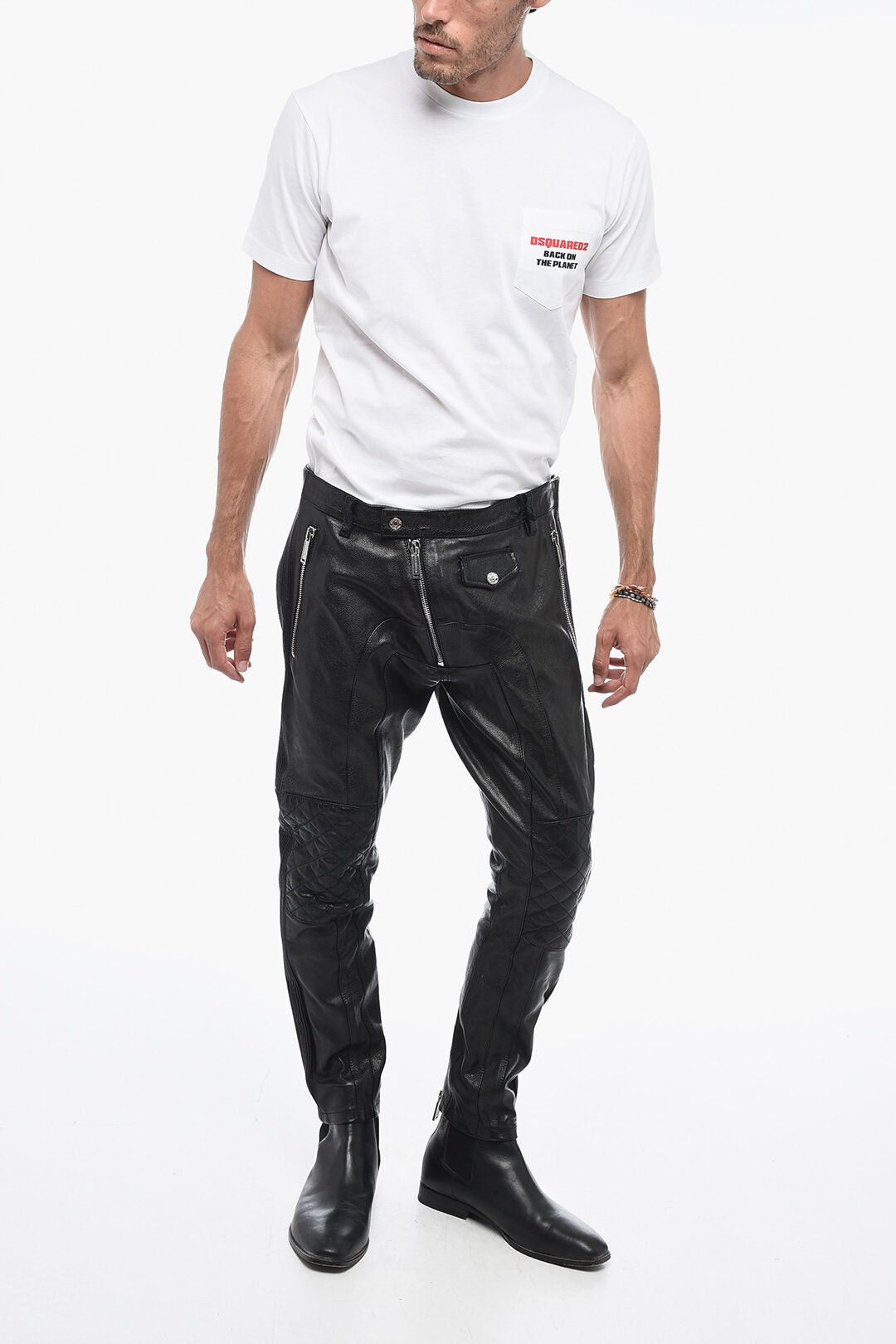 Dsquared2 Leather Biker Pants with Zip Detail Size US 32 / EU 48 - 4 Thumbnail