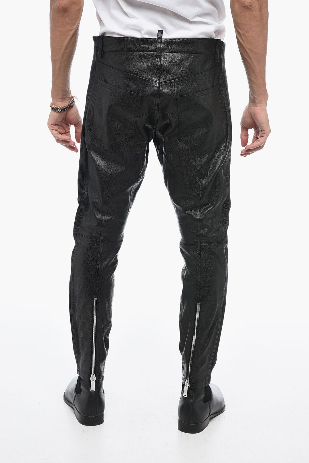 Dsquared2 Leather Biker Pants with Zip Detail Size US 32 / EU 48 - 2 Thumbnail