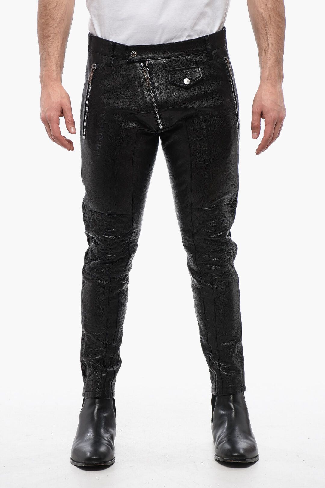 Dsquared2 Leather Biker Pants with Zip Detail Size US 32 / EU 48 - 5 Thumbnail