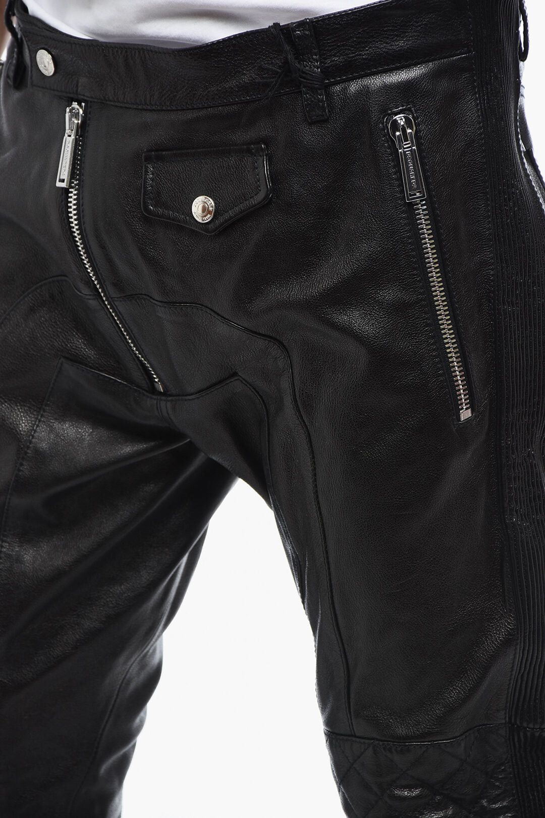 Dsquared2 Leather Biker Pants with Zip Detail Size US 32 / EU 48 - 3 Thumbnail