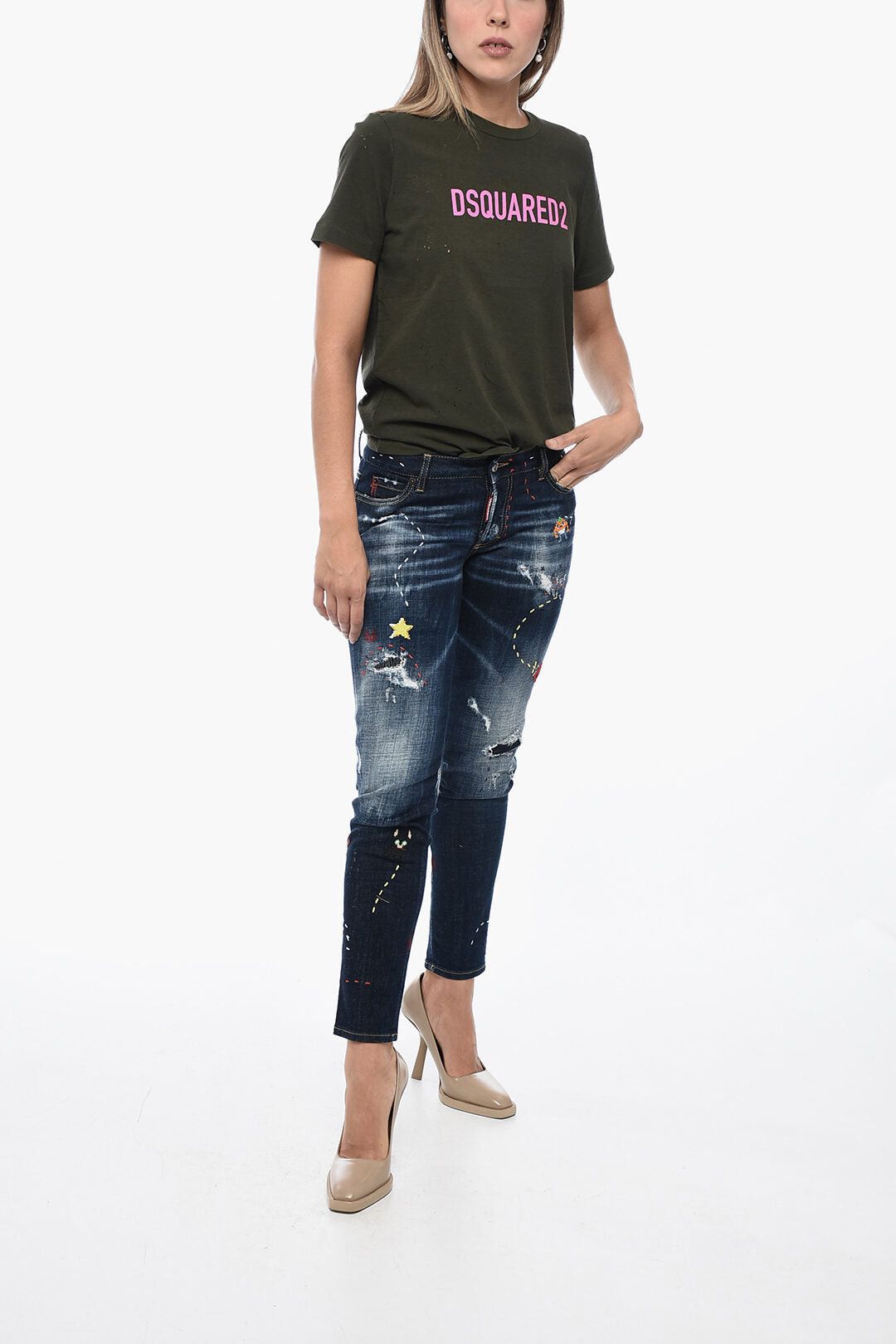 Dsquared2 Monster Maze Skinny Jeans with 14.5cm Embroidery Size 32" / US 10 / IT 46 - 4 Thumbnail