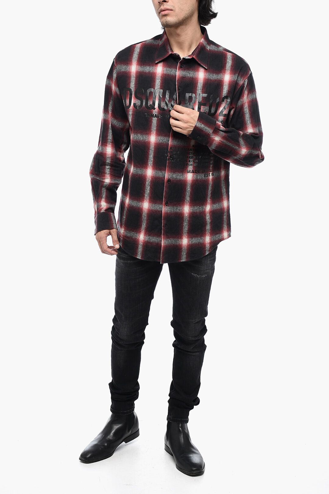 Dsquared2 Flannel Shirt with Lettering Print Size US M / EU 48-50 / 2 - 4 Thumbnail