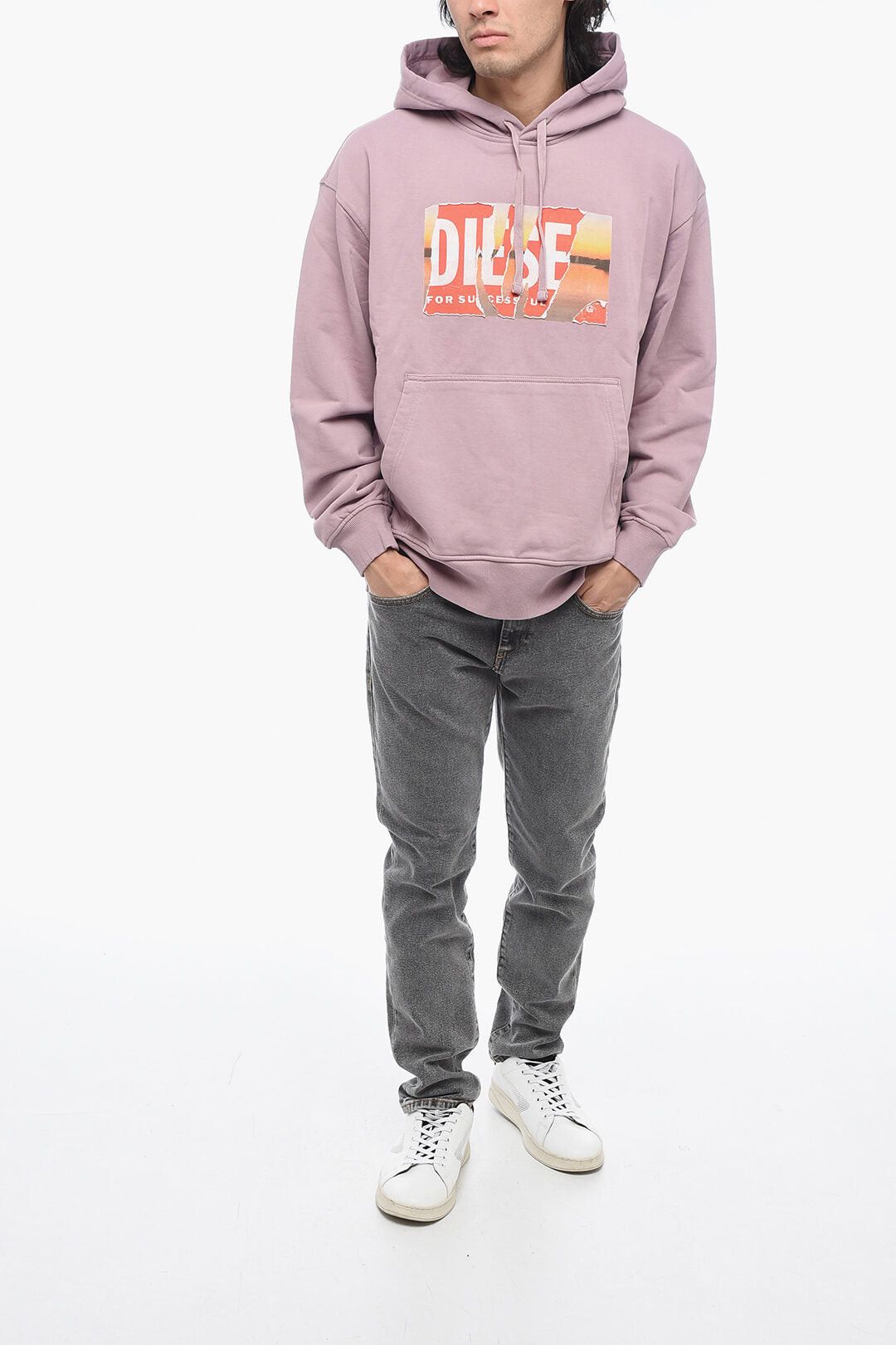 Diesel Hooded Sweatshirt S-MACS-HOOD-POFF-L1 with Distressed-Effect Logo Size US L / EU 52-54 / 3 - 4 Thumbnail
