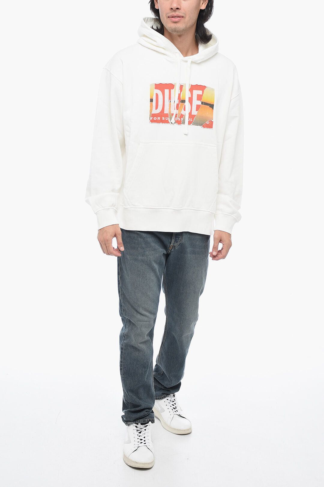 Diesel Brushed Cotton Hooded Sweatshirt S-MACS-POFF-L1 with Distressed-Effect Logo Size US XL / EU 56 / 4 - 4 Thumbnail