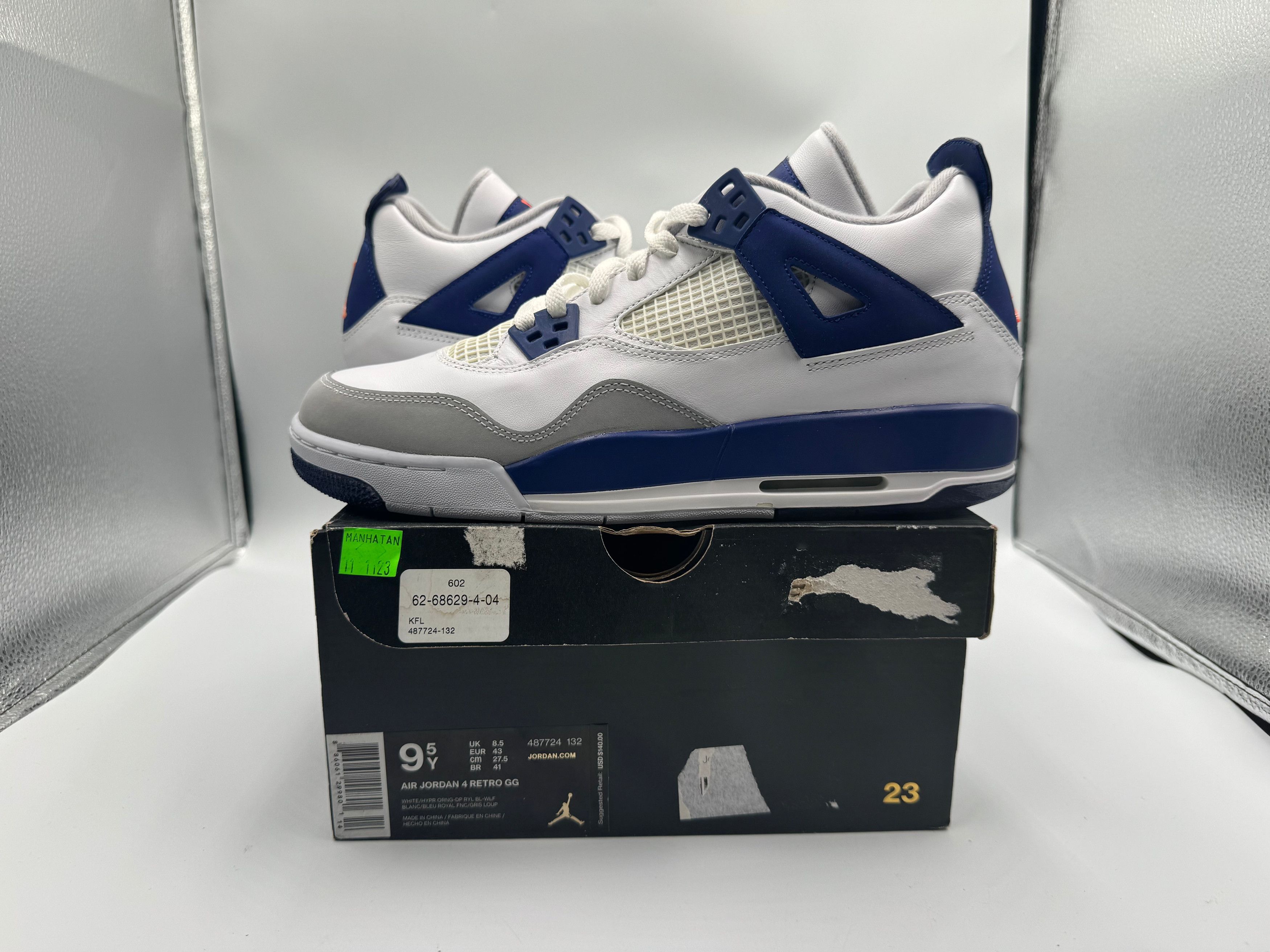 Jordan Brand PRE OWNED Air Jordan Retro 4 Deep Royal Blue (GS) Conditiona Size US 9.5 / EU 42-43 - 2 Thumbnail
