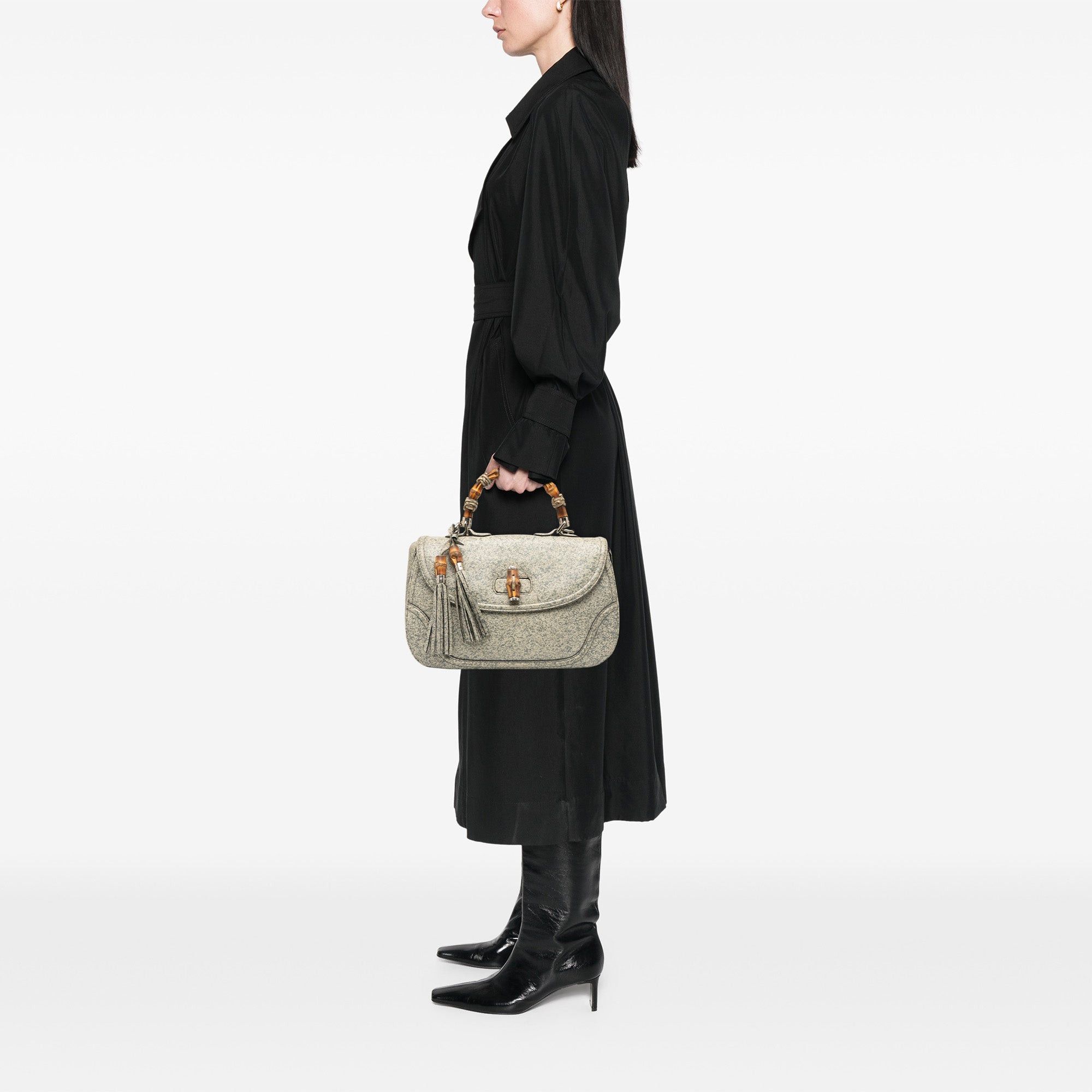 Gucci Large Speckled Leather New Bamboo Top Handle Bag Size ONE SIZE - 7 Thumbnail