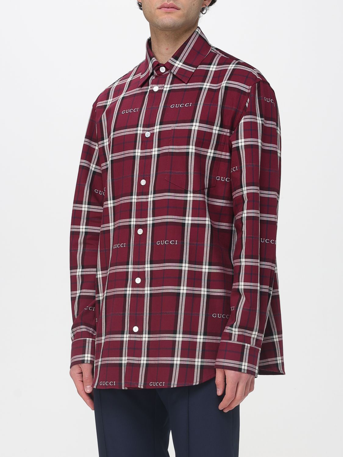 Gucci Gucci Shirt Men Burgundy Size US M / EU 48-50 / 2 - 4 Thumbnail