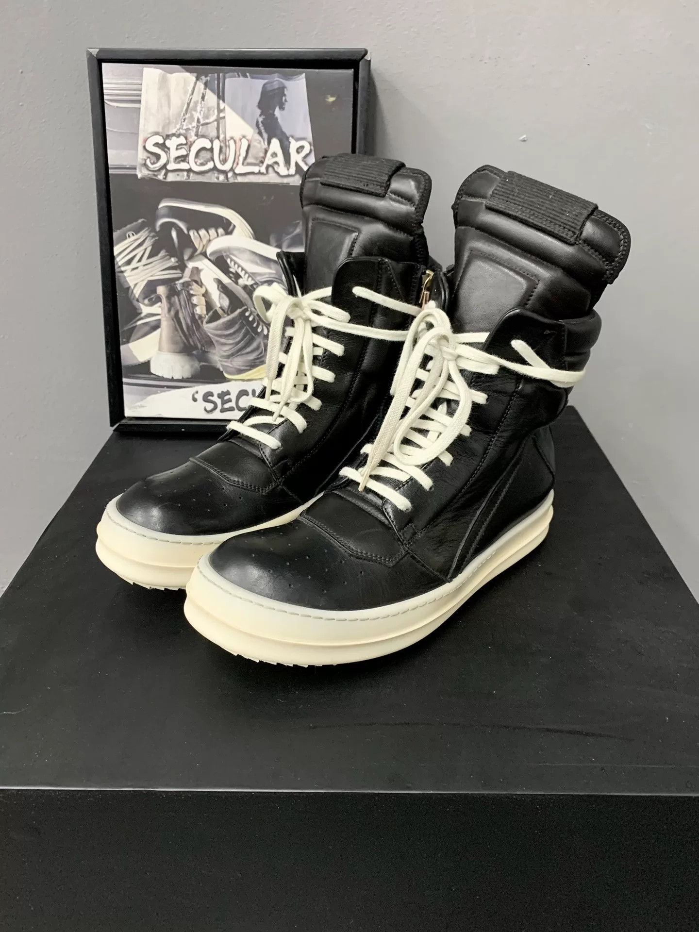 Rick Owens Rick Owens Geobasket Black Leather Size US 5 / IT 35 - 4 Thumbnail