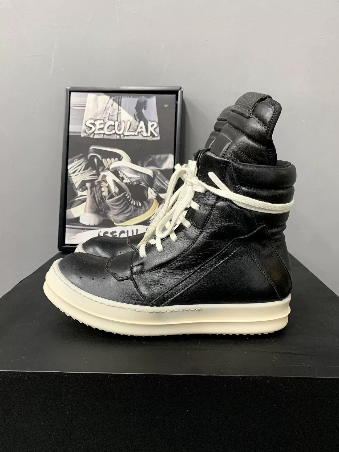 Rick Owens Rick Owens Geobasket Black Leather Size US 5 / IT 35 - 2 Thumbnail