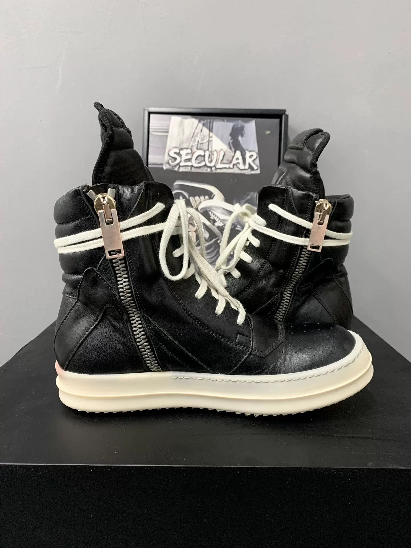 Rick Owens Rick Owens Geobasket Black Leather Size US 5 / IT 35 - 5 Thumbnail