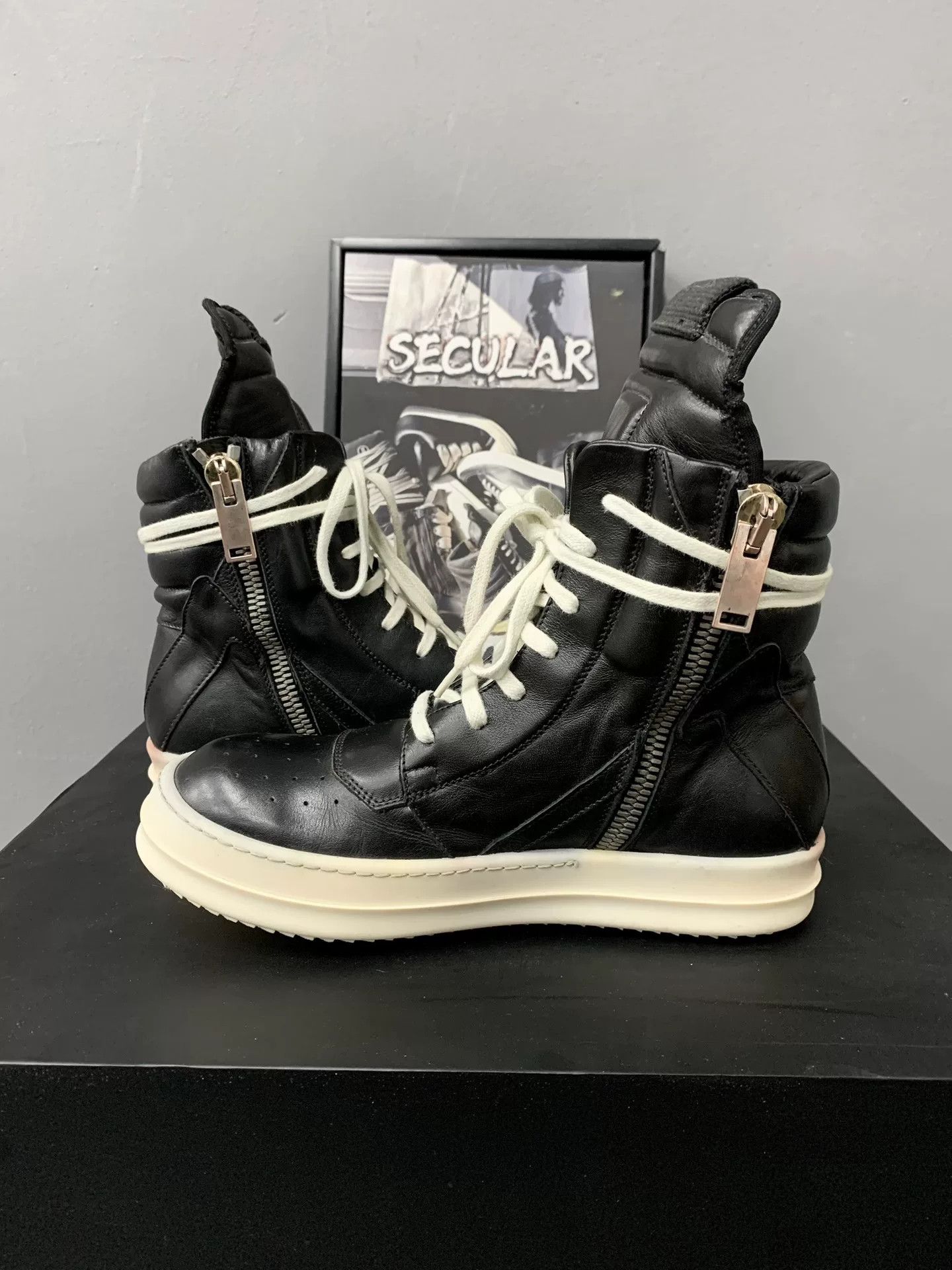 Rick Owens Rick Owens Geobasket Black Leather Size US 5 / IT 35 - 6 Thumbnail
