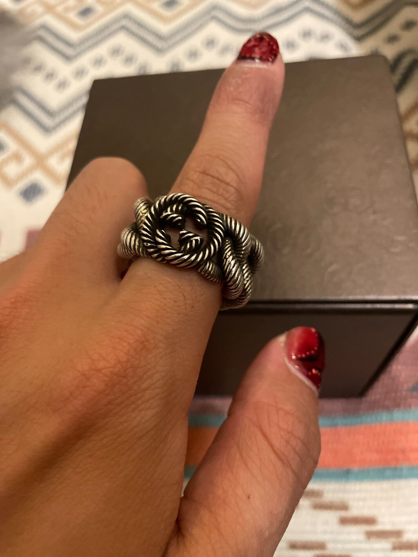 Gucci Gucci Silver Chain Wrap Ring Size 21 Size ONE SIZE - 2 Thumbnail