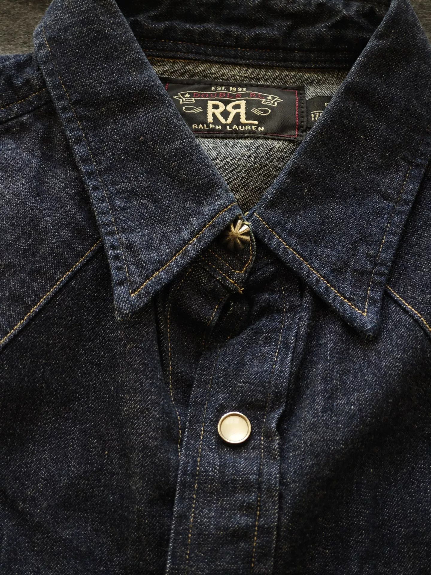 RRL Ralph Lauren RRL 2014 Indigo Denim Floral Shirt Size US S / EU 44-46 / 1 - 2 Thumbnail