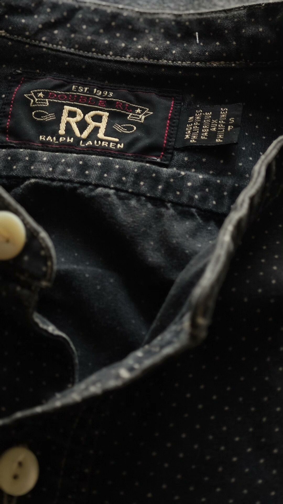RRL Ralph Lauren RRL Double RL Black Polka Dot Work Shirt Size US S / EU 44-46 / 1 - 8 Thumbnail