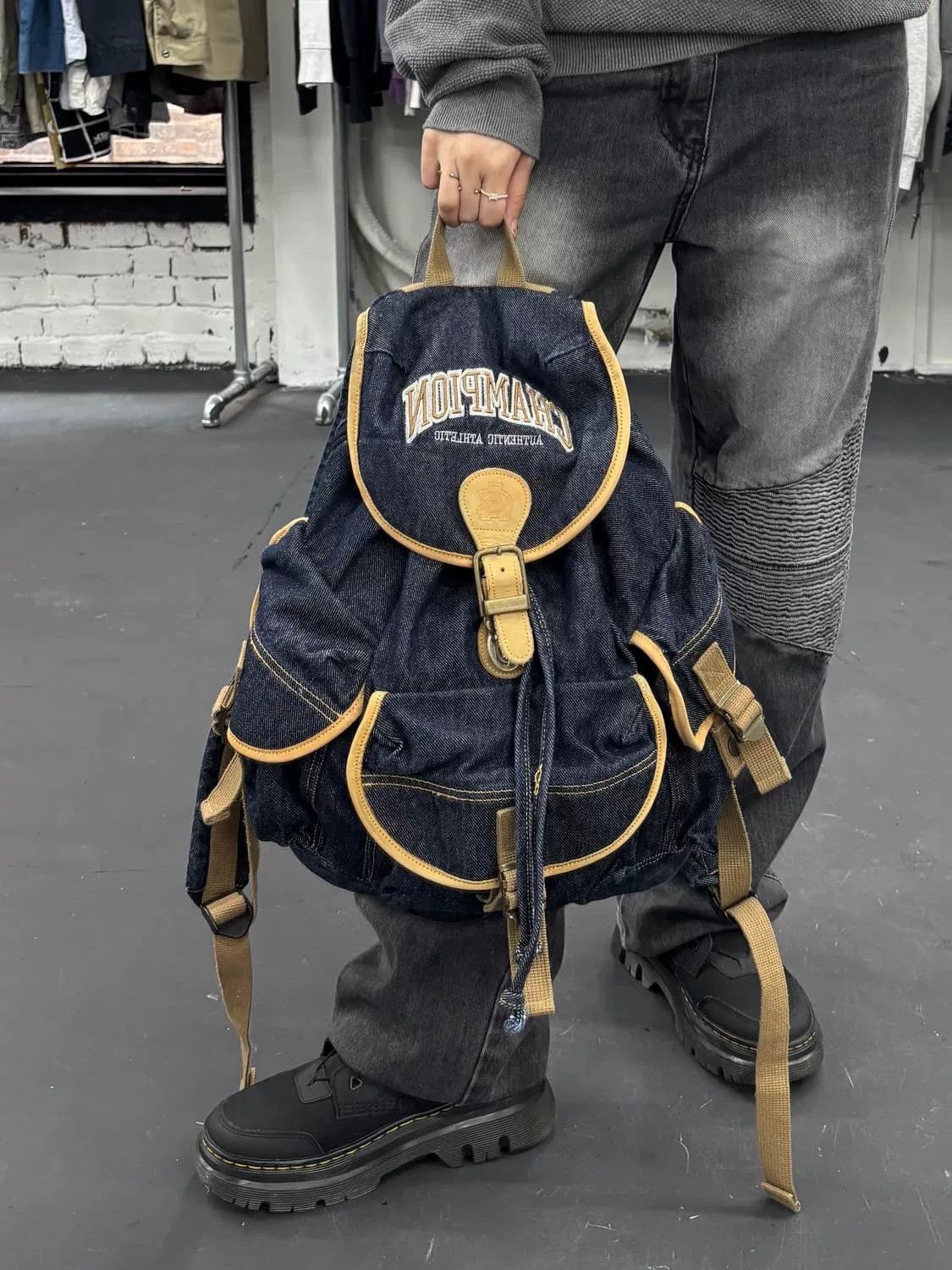 Champion Champion Vintage Denim Parachute Backpack Size ONE SIZE - 2 Thumbnail