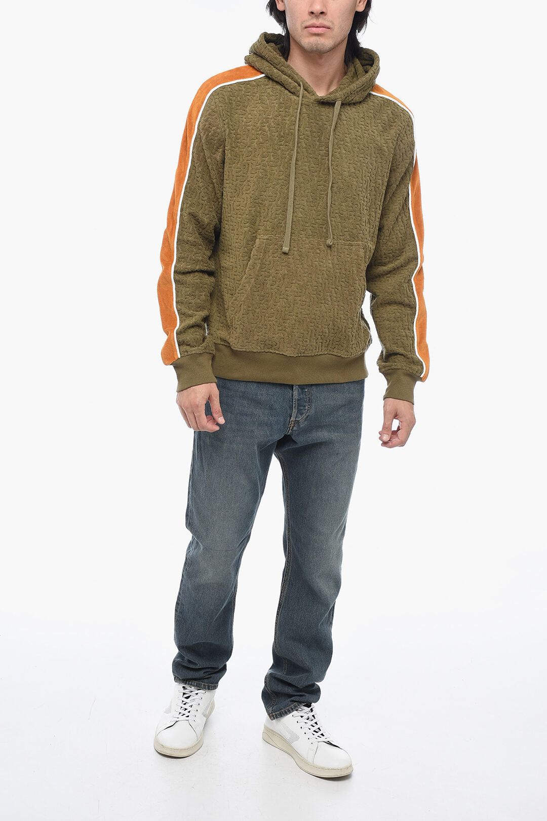 Diesel Chenille Contrast-Band Hooded Sweatshirt S-GINBERO Size US XXS / EU 40 - 4 Thumbnail