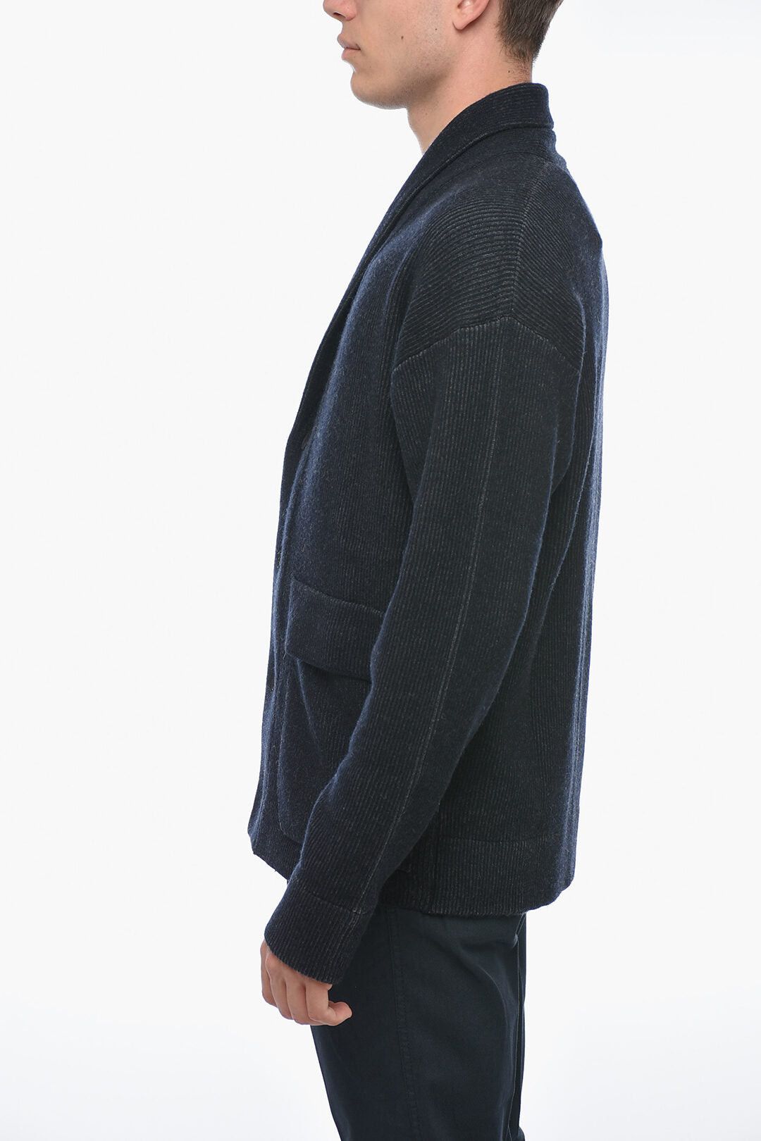 Ermenegildo Zegna USE THE EXISTING Wool-Blend Cardigan with Shawl Collar Size US M / EU 48-50 / 2 - 2 Thumbnail