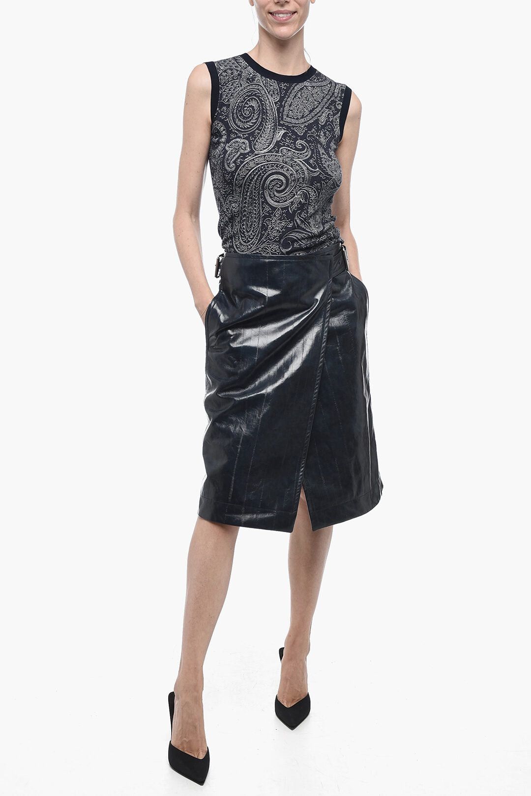 Bottega Veneta Leather Midi Skirt with Belt Size XS / US 0-2 / IT 36-38 - 4 Thumbnail
