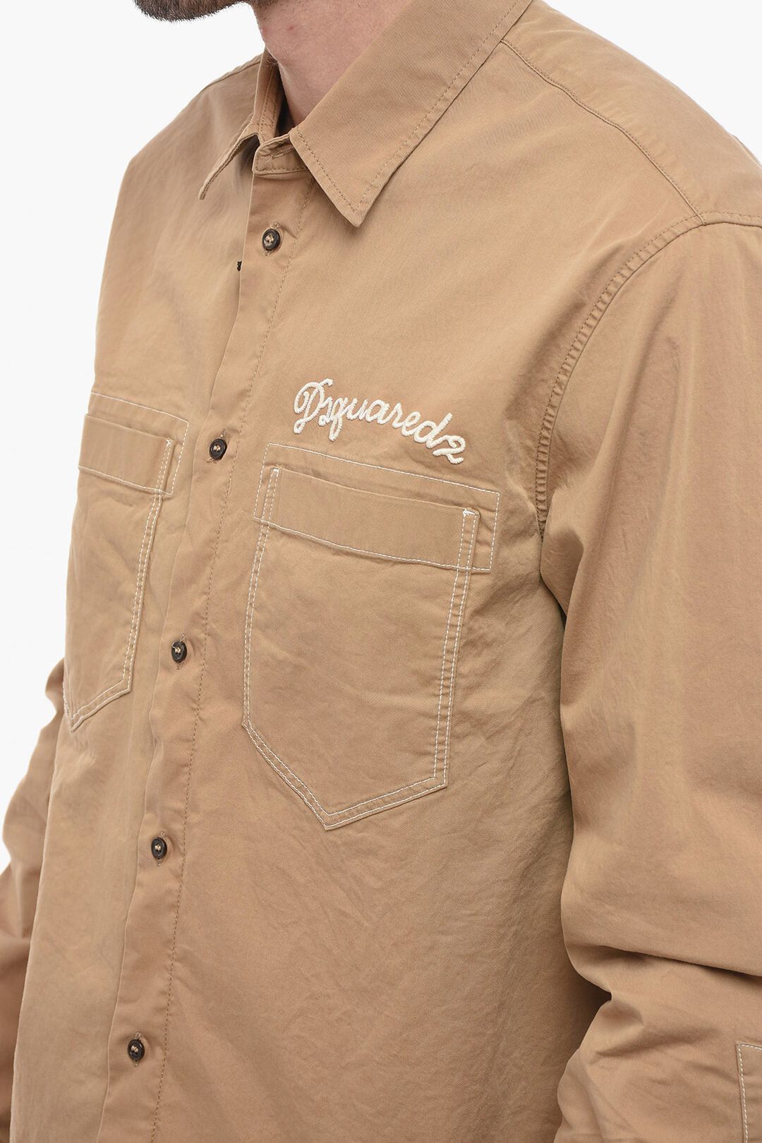Dsquared2 Cotton Overshirt with Embroidered Logo Size US S / EU 44-46 / 1 - 3 Thumbnail