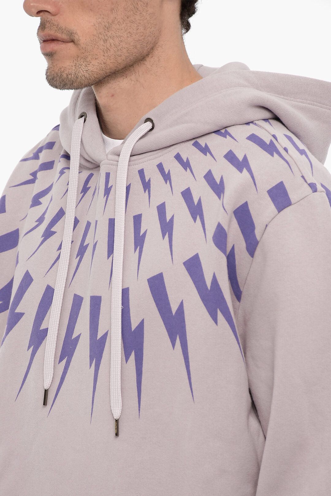 Neil Barrett Cotton-Fleece Hoodie FAIRISLE THUNDERBOLT Size US L / EU 52-54 / 3 - 3 Thumbnail