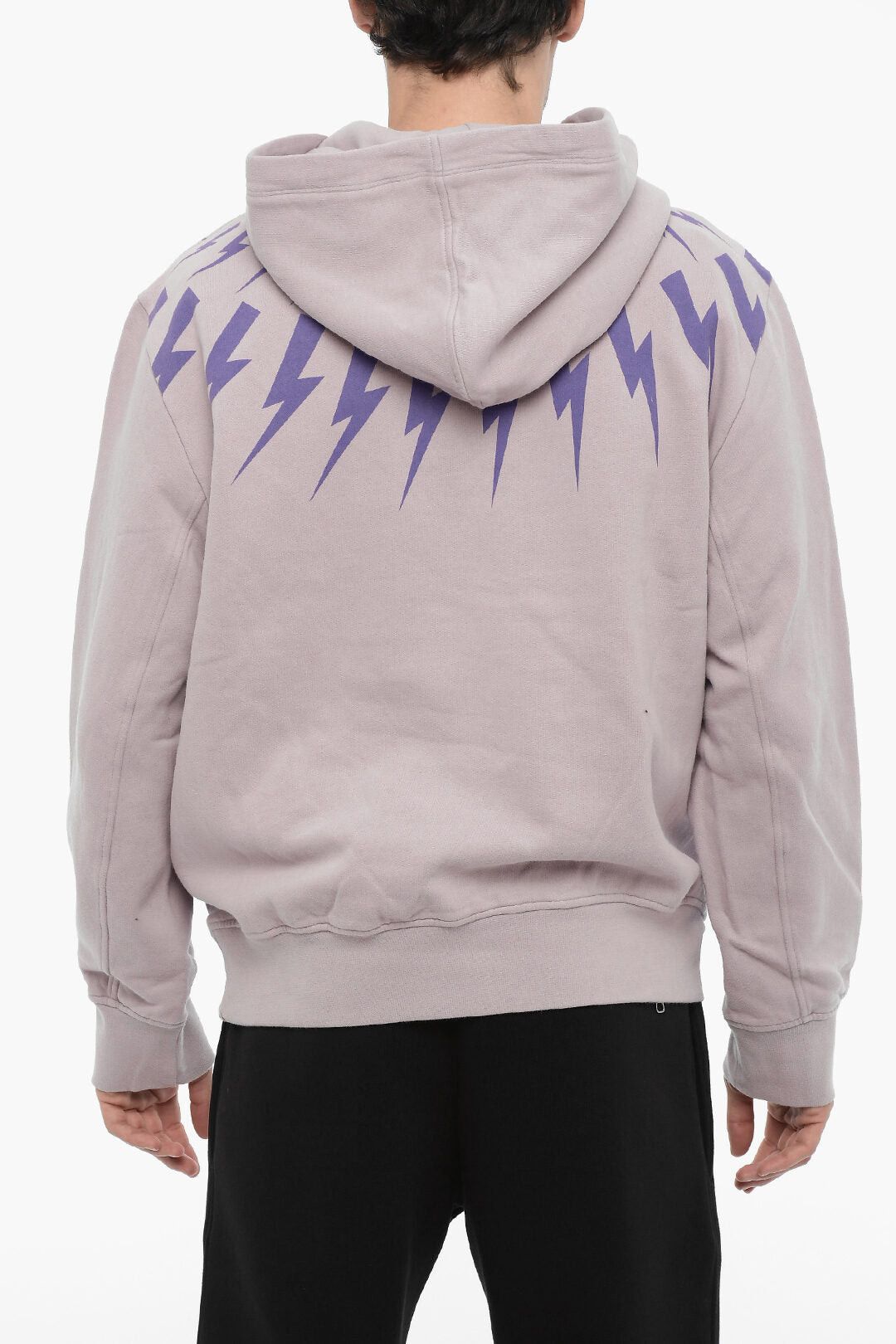 Neil Barrett Cotton-Fleece Hoodie FAIRISLE THUNDERBOLT Size US M / EU 48-50 / 2 - 2 Thumbnail