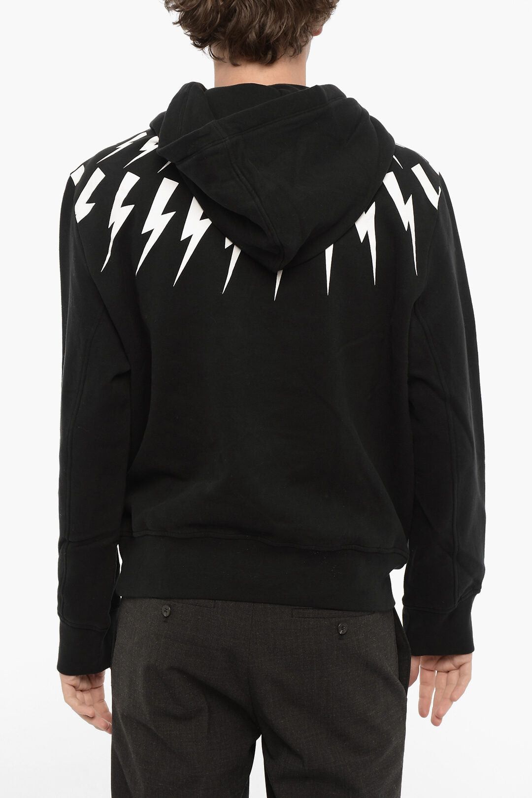 Neil Barrett Cotton Fleece Hoodie FAIRISLE THUNDERBOLT Size US XXL / EU 58 / 5 - 2 Thumbnail