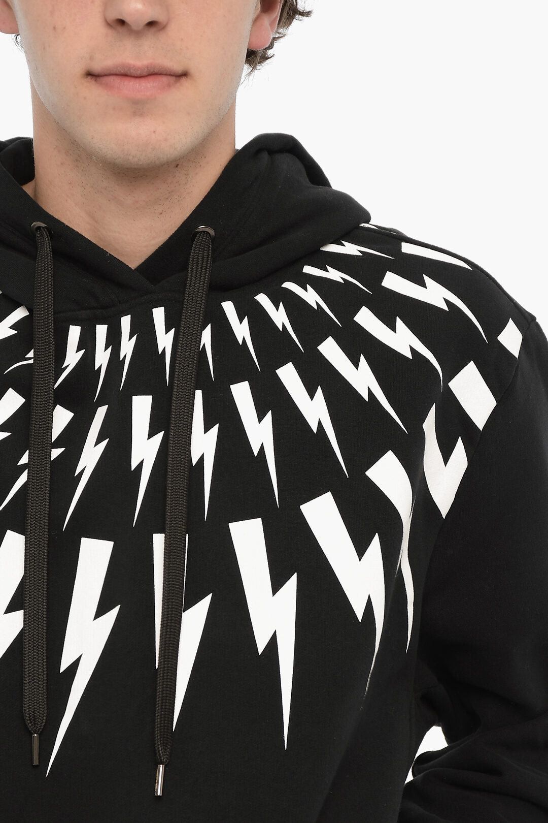 Neil Barrett Cotton Fleece Hoodie FAIRISLE THUNDERBOLT Size US XXL / EU 58 / 5 - 3 Thumbnail
