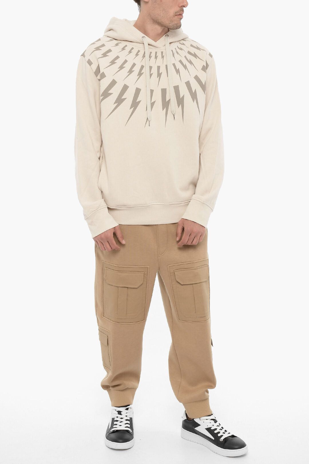 Neil Barrett Cotton Fleece Hoodie FAIRISLE THUNDERBOLT Size US S / EU 44-46 / 1 - 4 Thumbnail