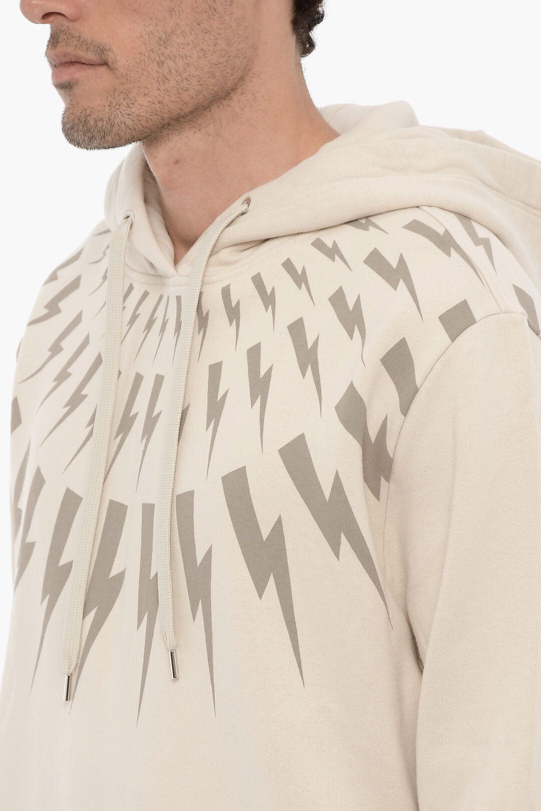 Neil Barrett Cotton Fleece Hoodie FAIRISLE THUNDERBOLT Size US XL / EU 56 / 4 - 3 Thumbnail