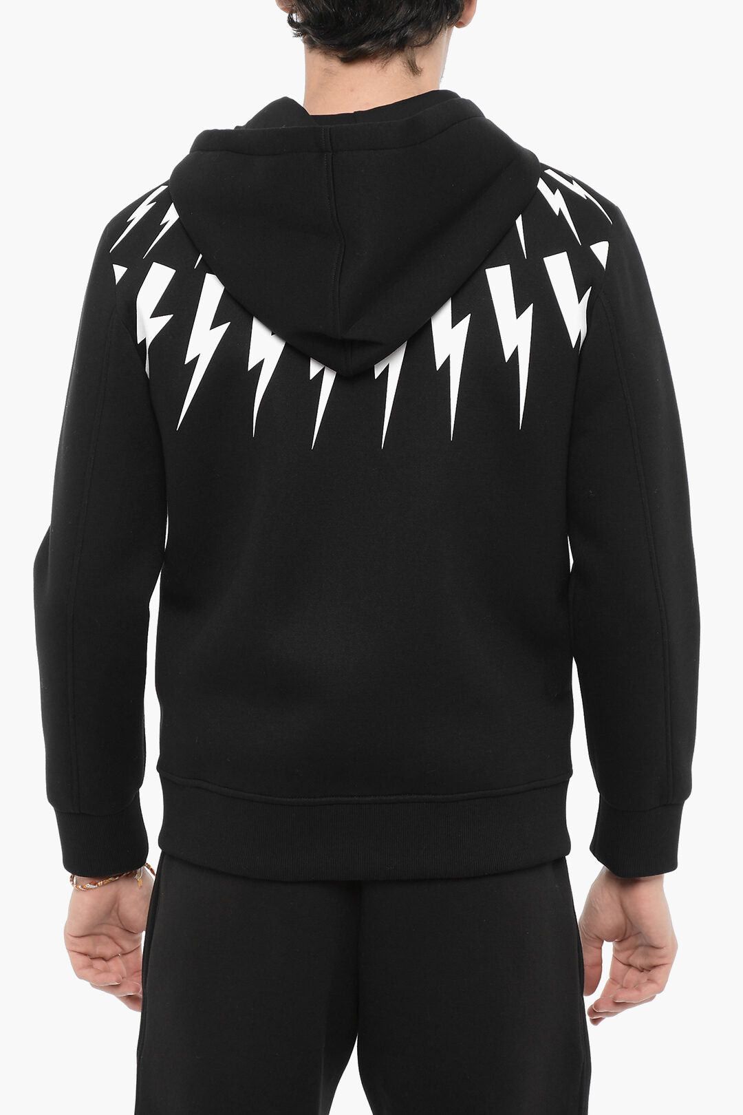 Neil Barrett Neoprene Slim Fit Hoodie FAIRISLE THUNDELBOLT Size US L / EU 52-54 / 3 - 2 Thumbnail