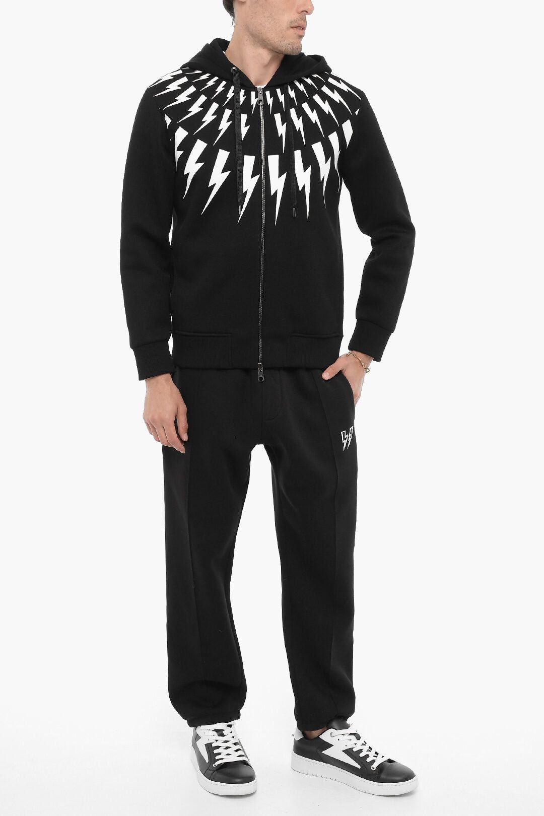 Neil Barrett Neoprene Slim Fit Hoodie FAIRISLE THUNDELBOLT Size US L / EU 52-54 / 3 - 4 Thumbnail