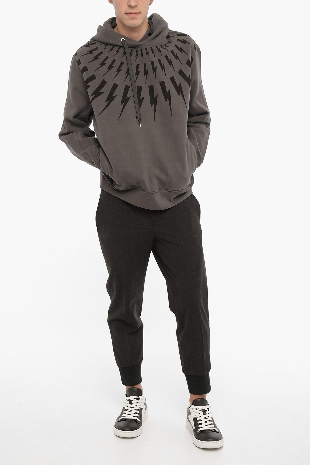 Neil Barrett Easy Fit Hoodie with Thunderbolt Print Size US XXL / EU 58 / 5 - 4 Thumbnail
