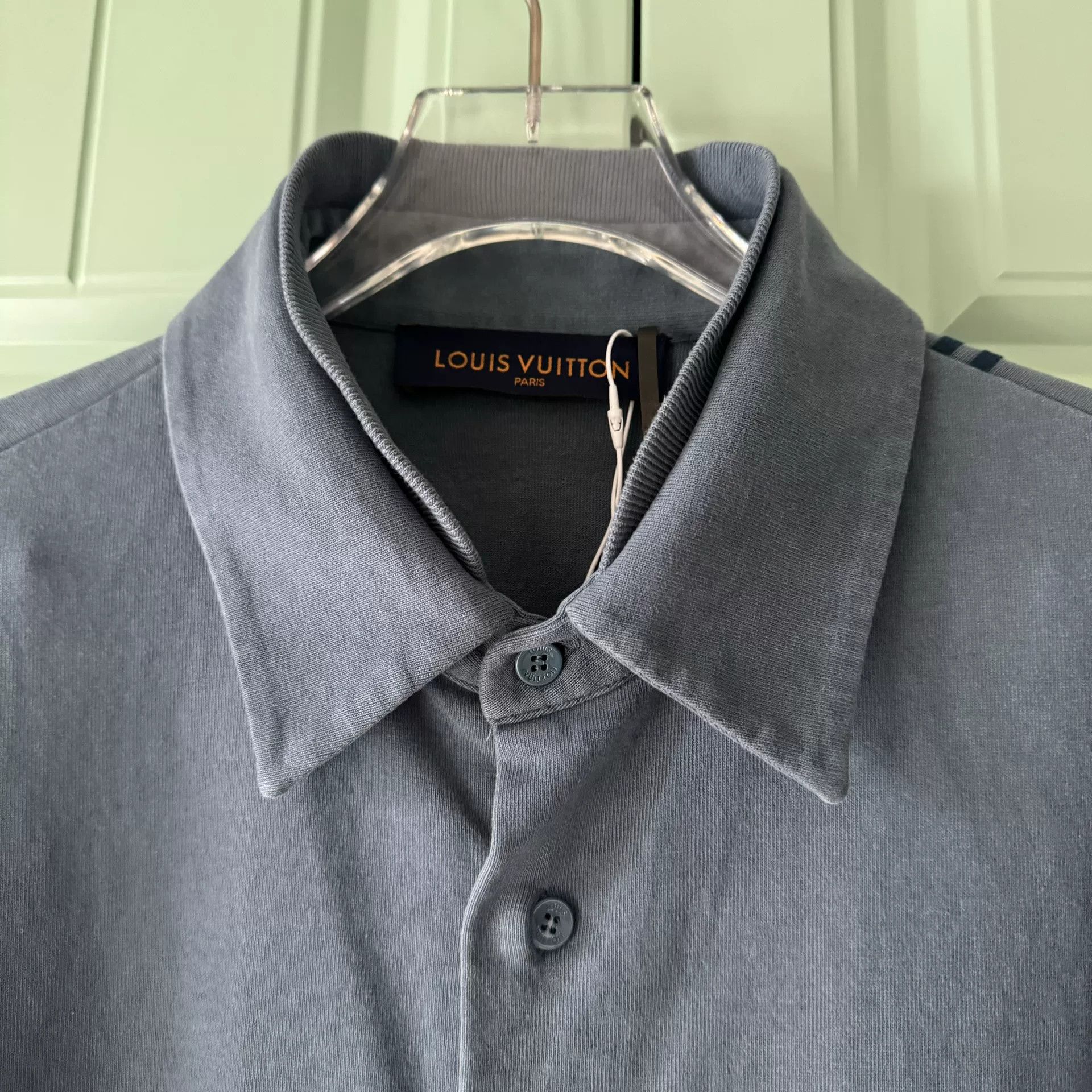 Louis Vuitton Louis Vuitton Blue Flocked Logo Shirt Size US S / EU 44-46 / 1 - 8 Thumbnail