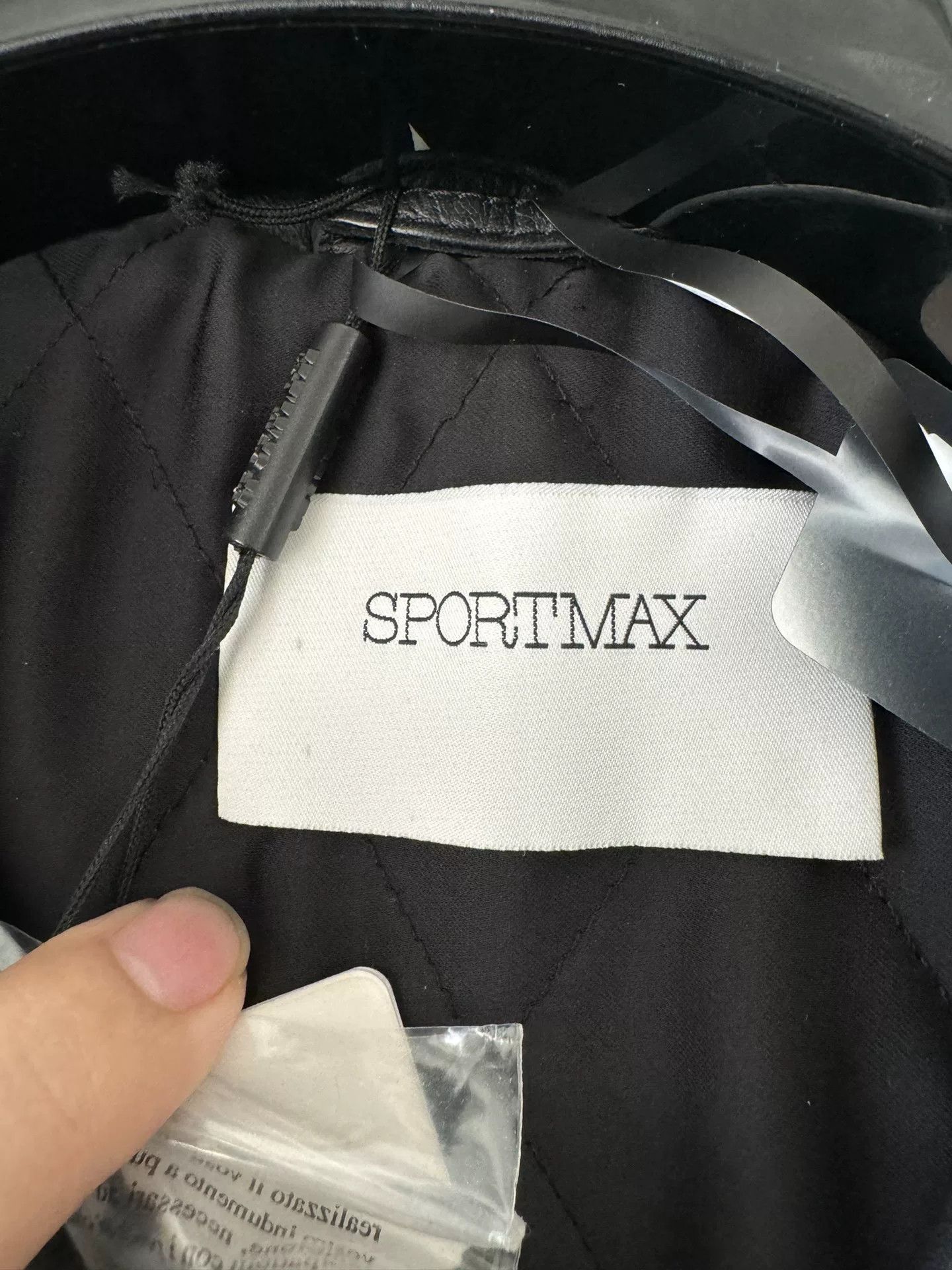 Sportmax SPORTMAX Black Biker Leather Jacket Size XXS / US 00 / IT 34 - 3 Thumbnail