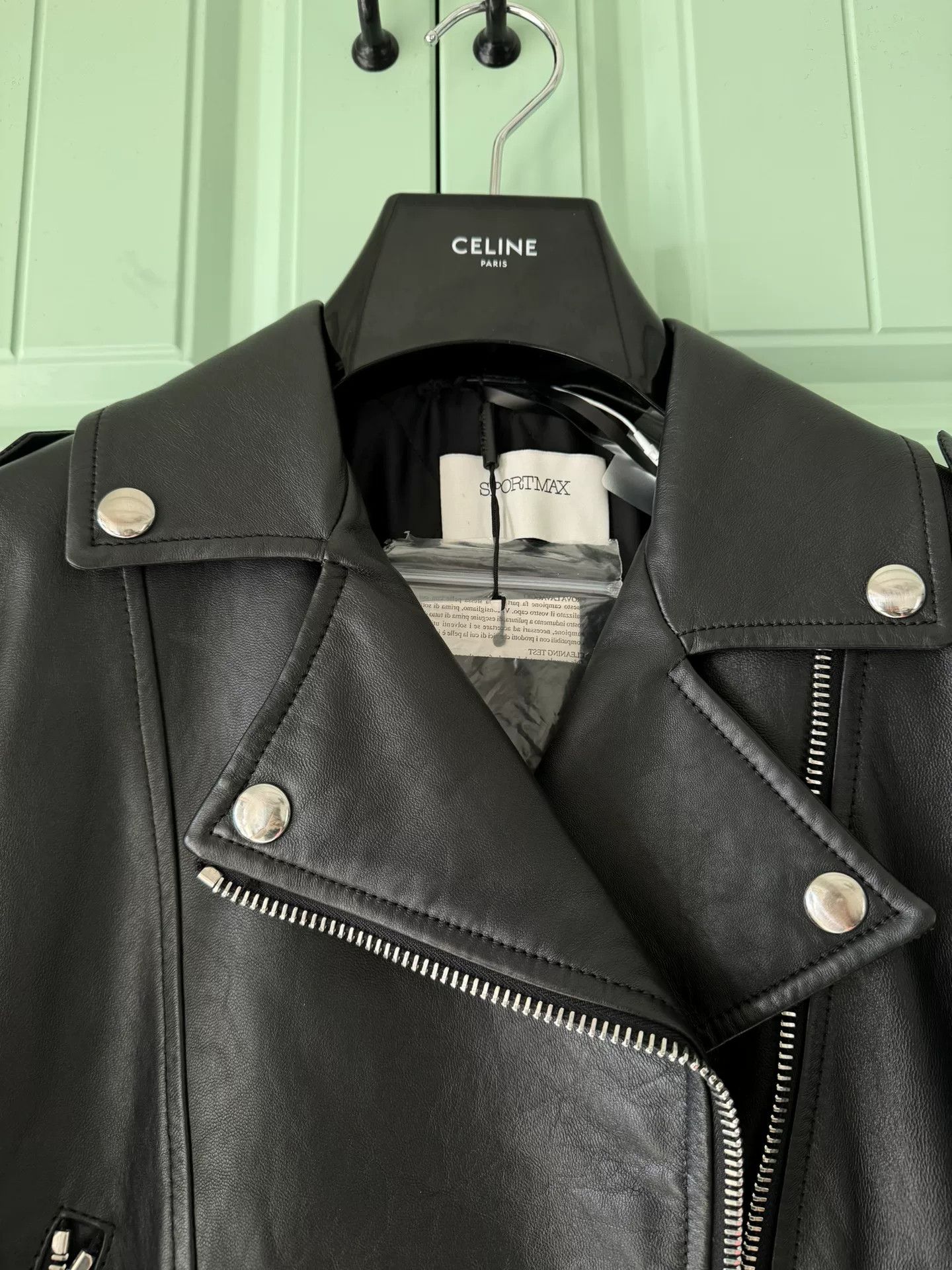 Sportmax SPORTMAX Black Biker Leather Jacket Size XXS / US 00 / IT 34 - 6 Thumbnail