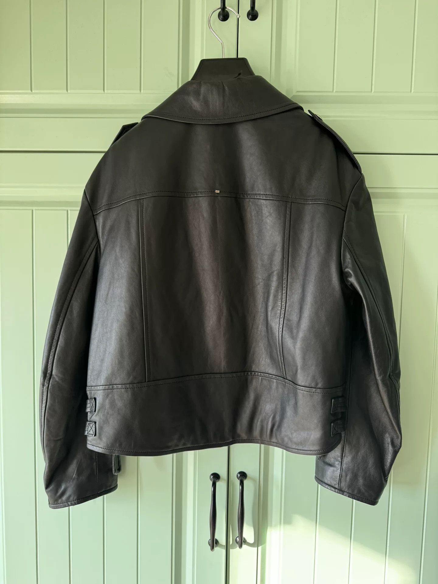 Sportmax SPORTMAX Black Biker Leather Jacket Size XXS / US 00 / IT 34 - 2 Thumbnail
