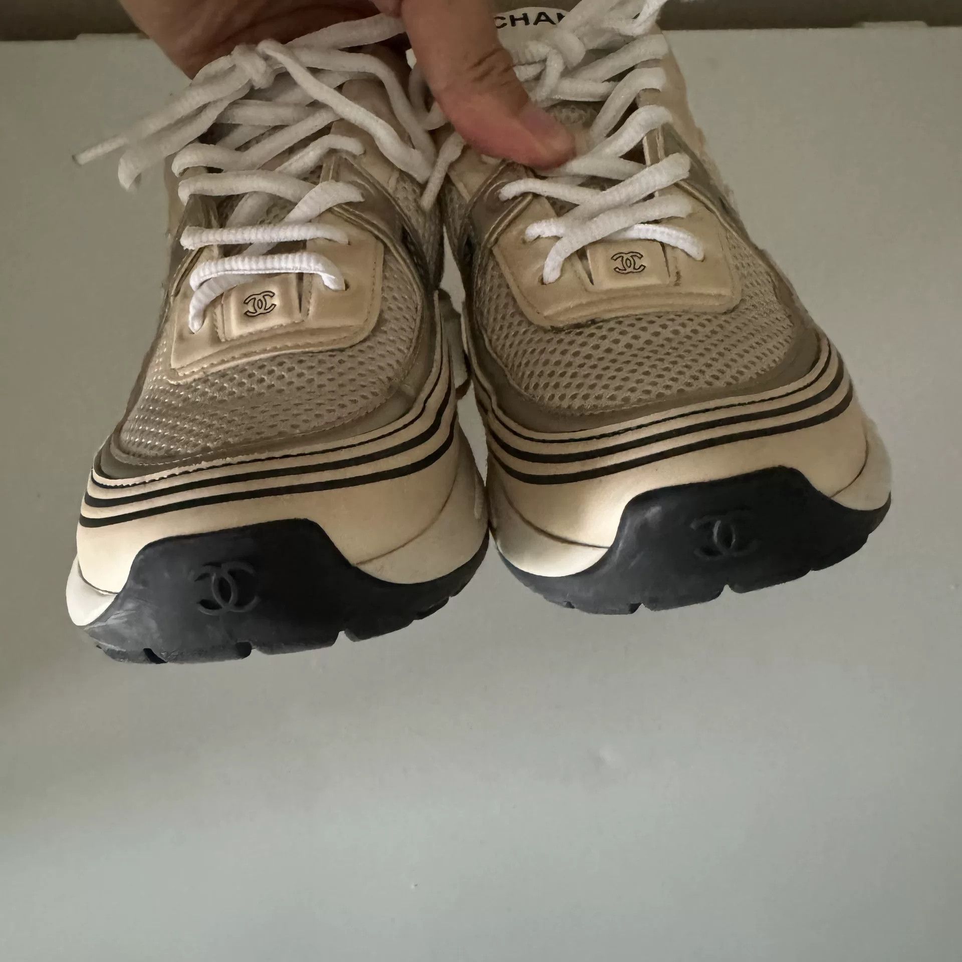Chanel Chanel Beige Mesh Sneakers Size US 5 / IT 35 - 9 Thumbnail