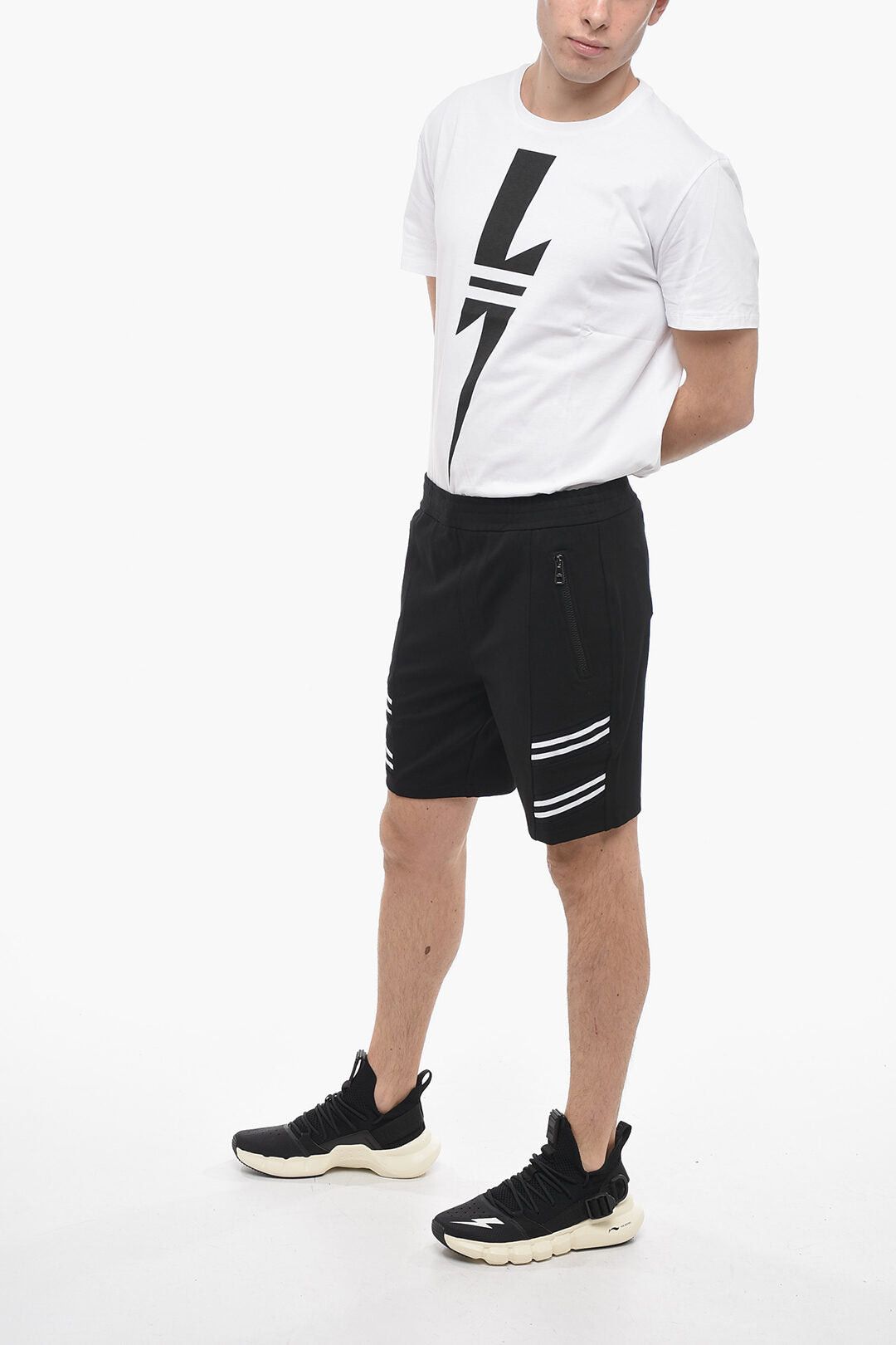 Neil Barrett Loose Fit Shorts VARSITY Low Rise with Elastic Inserts Size US 31 - 4 Thumbnail