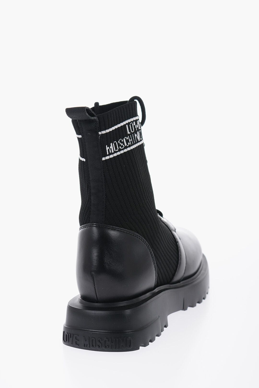 Moschino LOVE Leather and Fabric Combat Boots with Contrasting Details Size US 8 / IT 38 - 2 Thumbnail