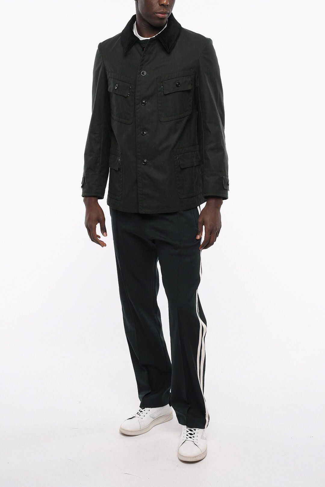 Maison Margiela MM4 Cotton Jacket with Ribbed Velour Collar Size US S / EU 44-46 / 1 - 4 Thumbnail