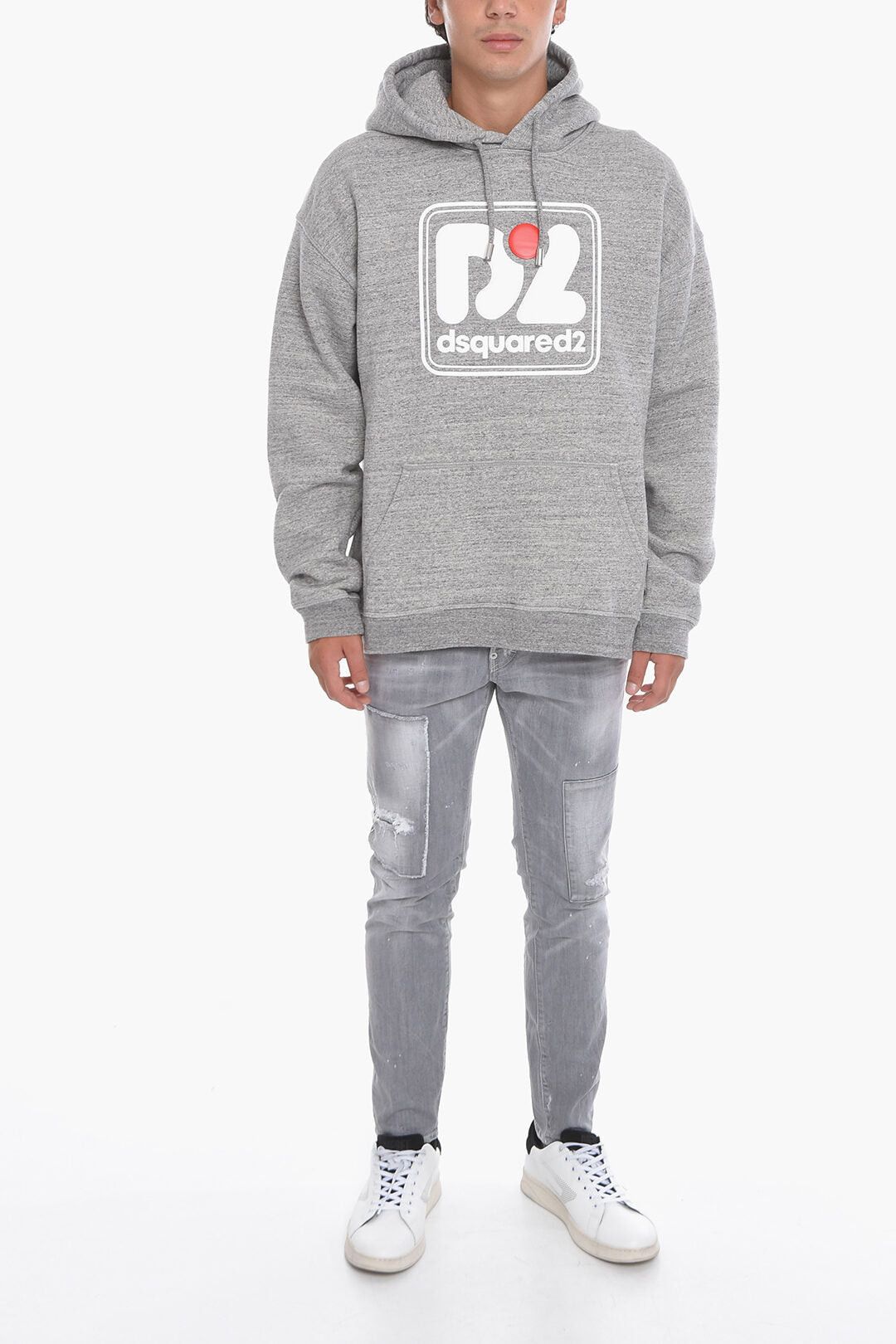 Dsquared2 Printed Hooded Sweatshirt with Melange Effect Size US M / EU 48-50 / 2 - 4 Thumbnail