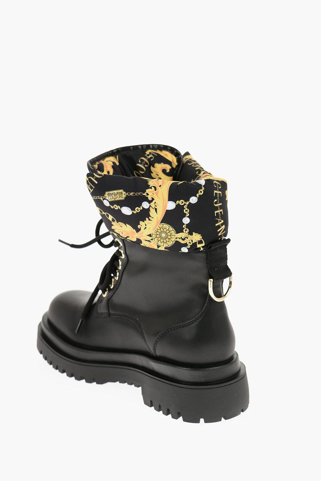 Versace JEANS COUTURE Faux Leather Combat Boots DREW with Baroque Motif Detail Size US 7 / IT 37 - 2 Thumbnail