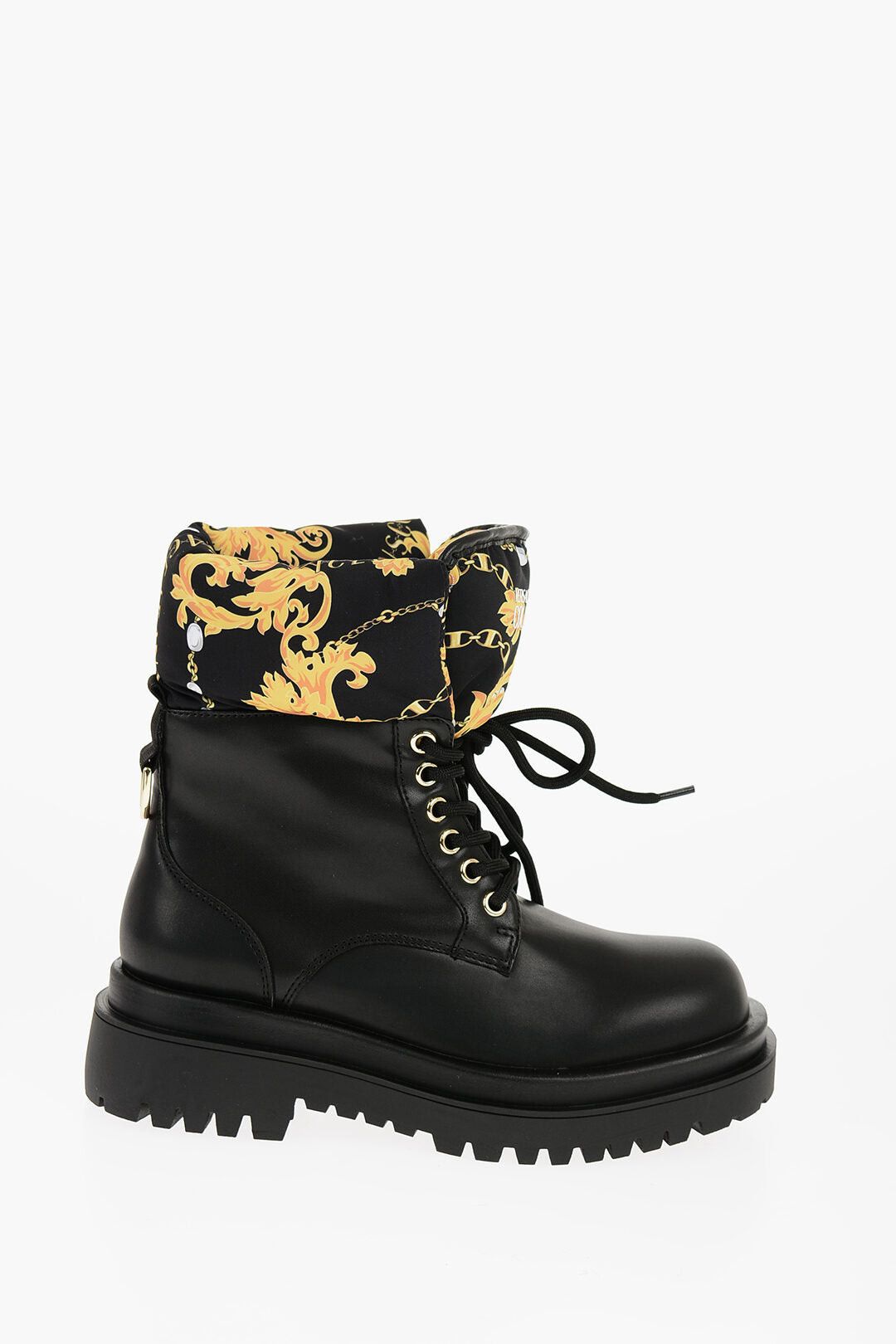 Versace JEANS COUTURE Faux Leather Combat Boots DREW with Baroque Motif Detail Size US 7 / IT 37 - 3 Thumbnail