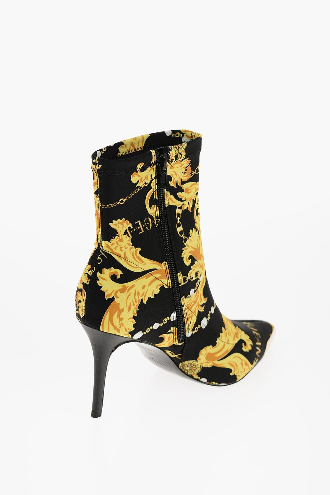 Versace JEANS COUTURE Sock Ankle Boots SCARLETT Pointed Toe with Baroque Print 9cm Heel Size US 6 / IT 36 - 2 Thumbnail